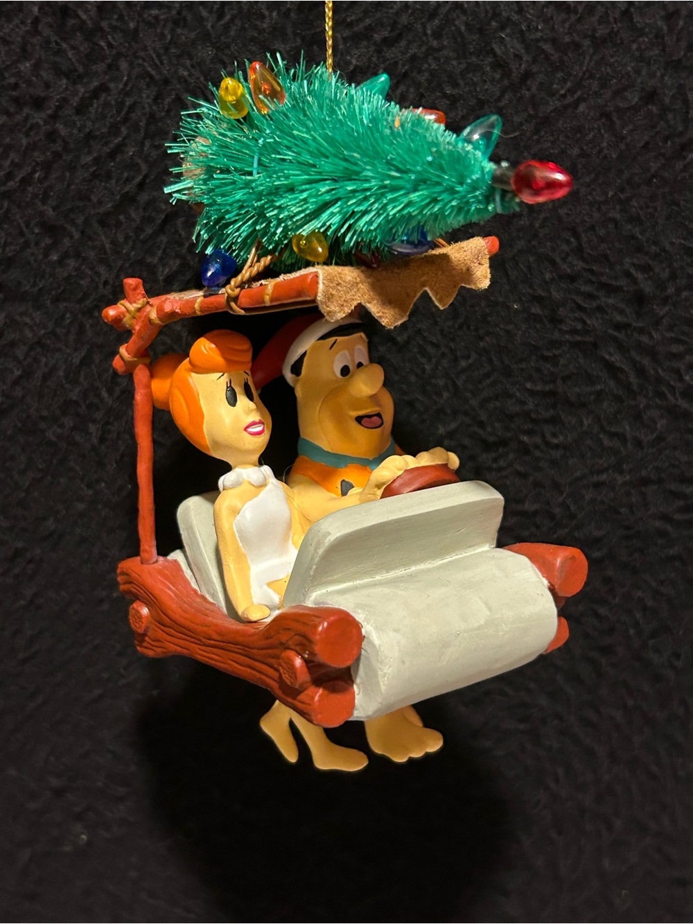 Warner Bros Studio Store Flintstone Flintmobile Ornament Fred Wilma Tree 1999